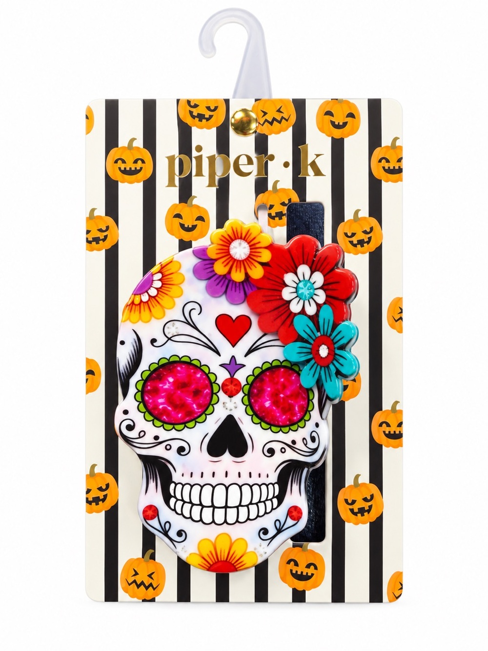 Piper K Sugar Skull Floral Halloween Claw Hair Clip – Día de los Muertos